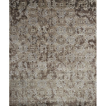 Brown Slate Walnut Hand Knotted Viscose from Bamboo Mirage Area Rug by Loloi, 2'