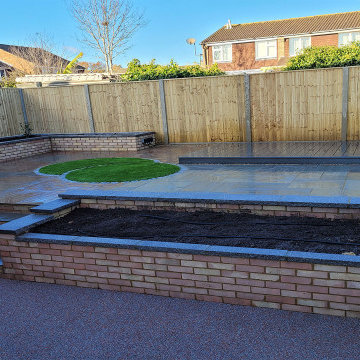 Two Level Garden with Sandstone Paving, Fencing & Garden Walls