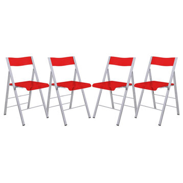 Leisuremod Menno Modern Acrylic Folding Chair, Set Of 4 Mf15Tr4