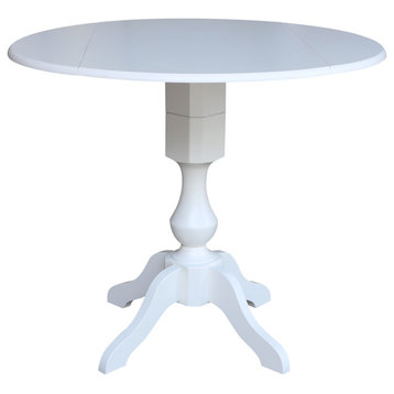 42" Round dual drop Leaf Pedestal Table - 36.3 "H, White