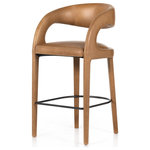 Four Hands - Hawkins Stool,Bar / Sonoma Butterscotch - Strike a pose. Curved and finely sculpted, butterscotch top-grain leather exclusive to Four Hands and buttery-black top-grain leather makes for a shapely addition an luxe addition to the well-styled bar or kitchen counter.