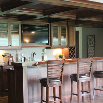 Bar with sports jersey display cases