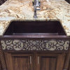 33-In Copper Apron Front Single Basin Kitchen Sink Scroll Nickel Background
