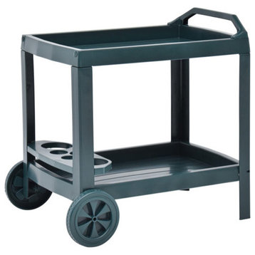 vidaXL Beverage Cart Rolling Bar Cart with Wine Holders 2-Tier Green Plastic