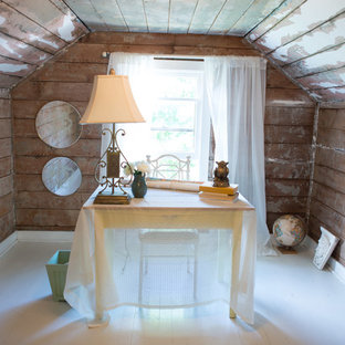 Design ideas for a traditional home office in Seattle with painted wood floors and a freestanding desk.