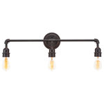 Toltec Lighting - Vintage 3-Light Bath Bar, Dark Granite Finish, 60W Amber Antique Bulb - Transform your space with the sleek Vintage 3-Light Bath Bar. Installation is a breeze - simply connect it to a 120 volt power supply and enjoy. Achieve the perfect ambiance with its dimmable lighting feature (dimmer not included). This energy-efficient light is LED compatible, adding convenience to your lighting choices. Suitable for use with standard medium base bulbs, enjoy easy and seamless set up. Cleaning is a breeze, just use a damp cloth and do not use chemical cleaners. With its streamlined hardwired design, rest assured that this product is made to last. It's suitable for damp locations and boasts a durable glass bulb that ensures even light diffusion.