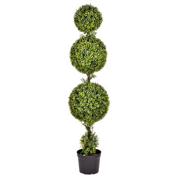 Vickerman 5' Artificial Potted Triple Ball Green Boxwood Topiary