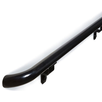 1.9"x 16' Round Aluminum ADA Handrail With Wall Returns, Hammered Black