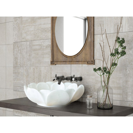 Carrara White Marble Flower Shape Sink Bowl Polished (D)17" (H)6"