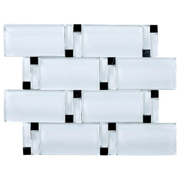 9.75"x11.75" Cora Oversize Glass Mosaic Tile Sheet, White
