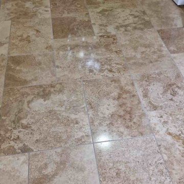 Travertine Tiled Floor Restoration in Cumbernauld Kitchen and Utility
