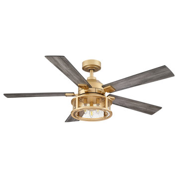 52 in Mesh Metal Ceiling Fan With Remote Control, Gold