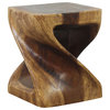 Haussmann Original Wood Twist Stool 10 in SQ x 12 in High Walnut Oil