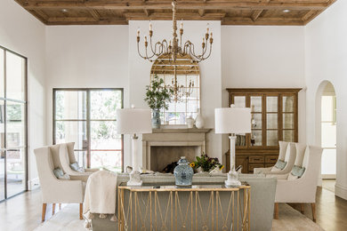 Example of a french country living room design in Dallas