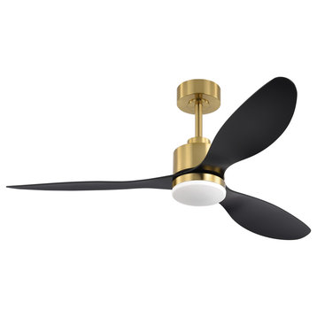 52"3-Blade LED Standard Ceiling Fan with Remote Control, Gold