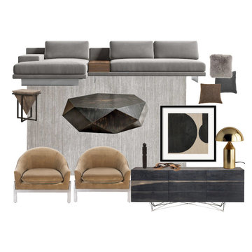 E-Design Concept Board Modern Classic Living Room Est. Budget $13,900
