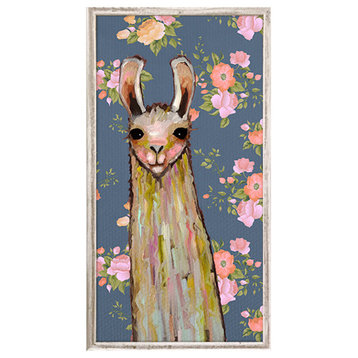 "Baby Llama, Floral" Mini Framed Canvas by Eli Halpin
