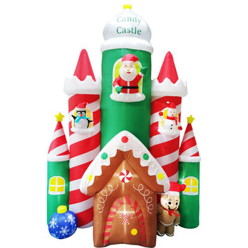 10 ft Tall Prelit Candy Castle Inflatable