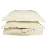 Blue Nile Mills - 530 Thread Count Solid Duvet Cover & Pillow Sham Bed Set, Ivory, Full/Queen - Description: