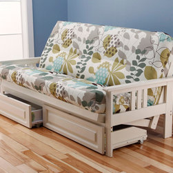 Monterey Antique White Futon Frame with Futon Mattress in English Garden - Futon Frames