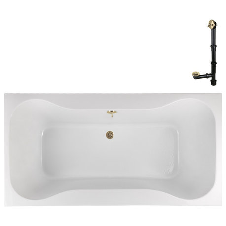 Streamline 66 in. x 34 in. Acrylic Drop-In Bathtub, Polished Brass