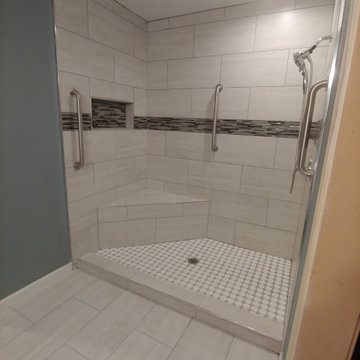 Handicap bathroom remodel and enlarge
