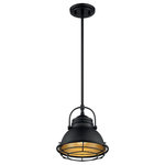 Nuvo Lighting - Nuvo Lighting Upton - 1 Light Small Pendant, Dark Bronze/Gold Finish - Upton; 1 Light; Small Pendant Fixture; Gloss BlackUpton 1 Light Small  Dark Bronze/GoldUL: Suitable for damp locations Energy Star Qualified: n/a ADA Certified: n/a  *Number of Lights: Lamp: 1-*Wattage:60w A19 Medium Base bulb(s) *Bulb Included:No *Bulb Type:A19 Medium Base *Finish Type:Dark Bronze/Gold
