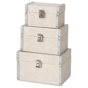 3 Piece Studded Grey Decorative Box Set