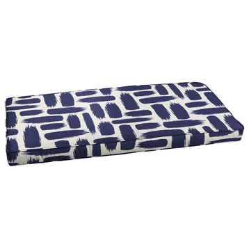 Blue Graphic Outdoor Bench Cushion, 42x20x2