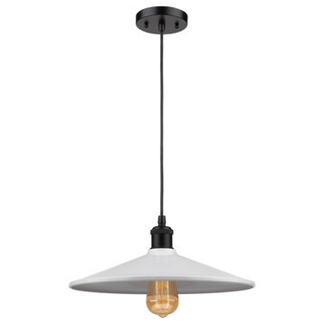 Comptemporary Style Pendant Light With White Metal Shade