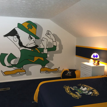 Notre Dame Fighting Irish Themed Murals, painted in a bedroom loft by Tom Taylor