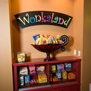 Design ideas for a contemporary home cinema in Minneapolis.