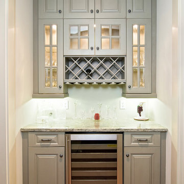 Traditional Butlers Pantry with Built In Lighting and Wine Cooler