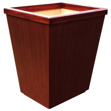 Wooden Wastebasket in Anitque Mahogany, Small Size 13 Quarts
