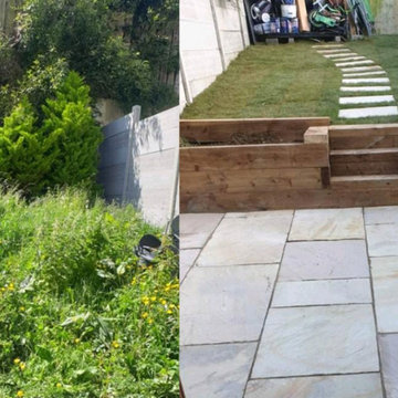 Indian sandstone with railway sleepers what a transformation