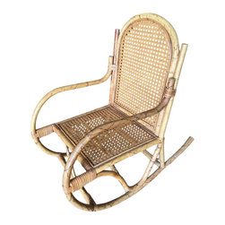 Restored Child Size Rattan Rocking Chair with Wicker Seat - Rocking Chairs