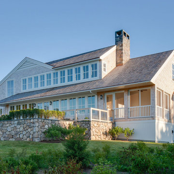 Shingle Style Home with Stone Wall Landscape - Arrowhead Point - Cape Cod, MA -