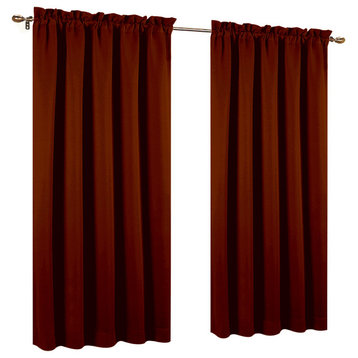54"x96" Set of 2 Blackout Curtain Panels, Grommets, Burgundy