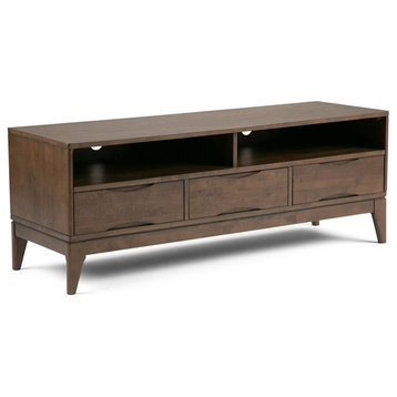 Harper 60" W SOLID WOOD Modern TV Media Stand in Walnut Brown For TVs up to 65"