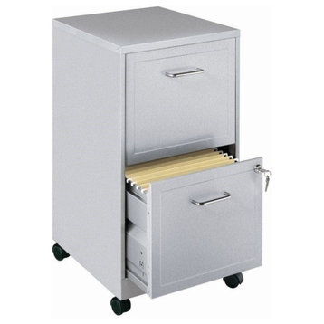 Space Solutions 18" 2-Drawer Metal Mobile Vertical File Cabinet in Arctic Silver