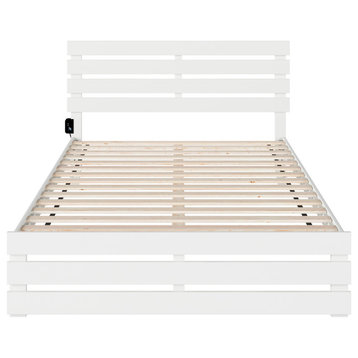Oxford Queen Bed With Footboard and USB Turbo Charger, White