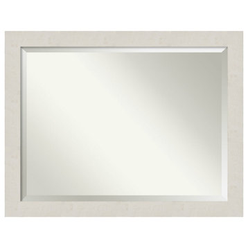 Rustic Plank White Beveled Wall Mirror - 45.5 x 35.5 in.