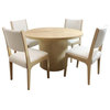 Flagstaff 5-Piece 48" Round Dining Set with 4 Ash Boucle Chairs in Ivory