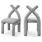 Meridian Furniture - Xena Boucle Fabric Upholstered Accent/Dining Chair, Grey - Make a bold statement in your home's decor with the striking Xena Boucle Fabric Accent/Dining Chair. The luxurious grey boucle fabric paired with the solid wood inner frame not only exudes comfort and durability but also adds a touch of sophistication to your living space. Its unique and artful design is bound to captivate the eyes of anyone who enters your home.