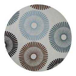 Rain Peacock Green Round Rug - Rugs