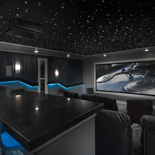 This is an example of a contemporary home cinema in Salt Lake City.
