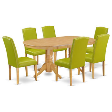 East West Furniture Vancouver 7-piece Wood Dining Set in Oak/Autumn Green