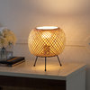 Palma 10.75" Iron/Rattan LED Mini Table Lamp With Smart Bulb, Black/Brown