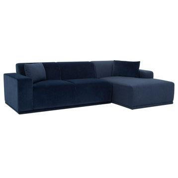 Nuevo Furniture Leo Right Arm Chaise Sectional Sofa, Blue