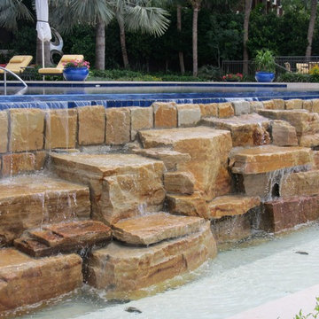 Rock waterfall and hardscape